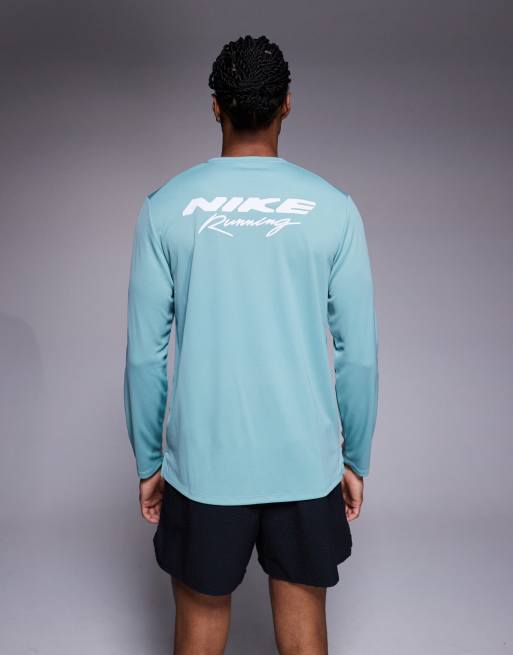 Nike Running Miler logo long sleeve T-shirt in green, 3 of 5