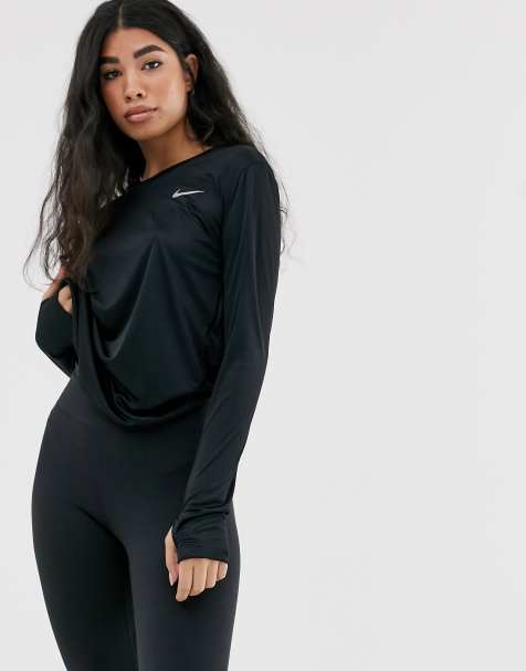 Nike Running Miler long sleeve top in black