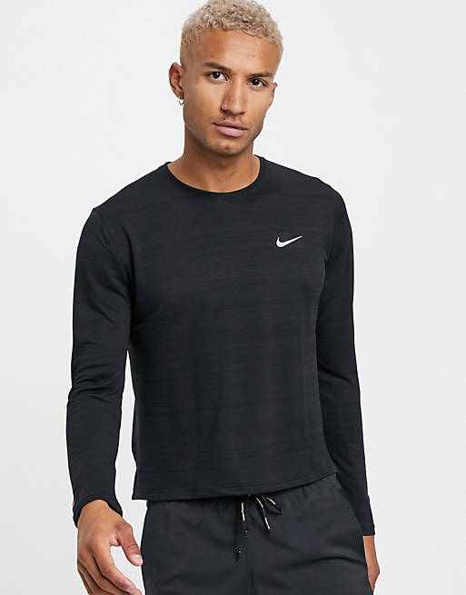 Nike Running Miler long sleeve top in black