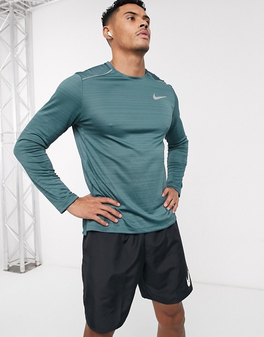 Nike Running Miler long sleeve top in grey