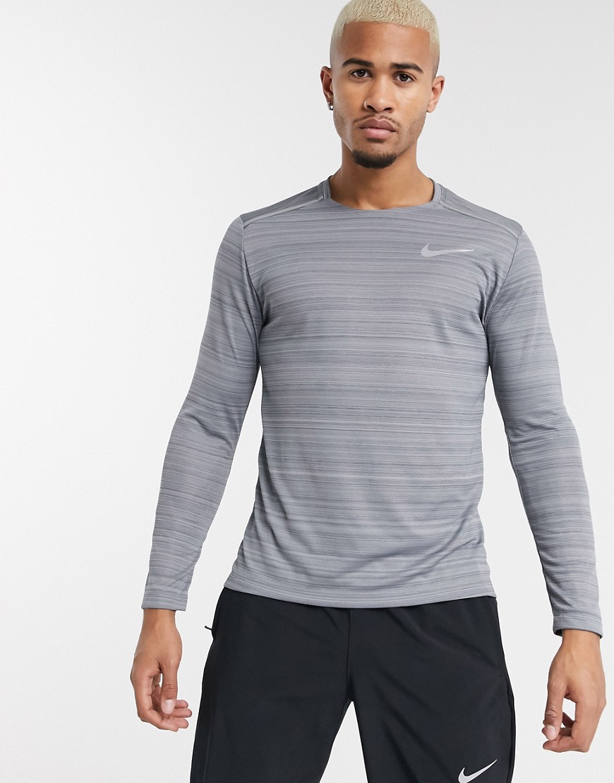 Nike Running Miler long sleeve top in grey
