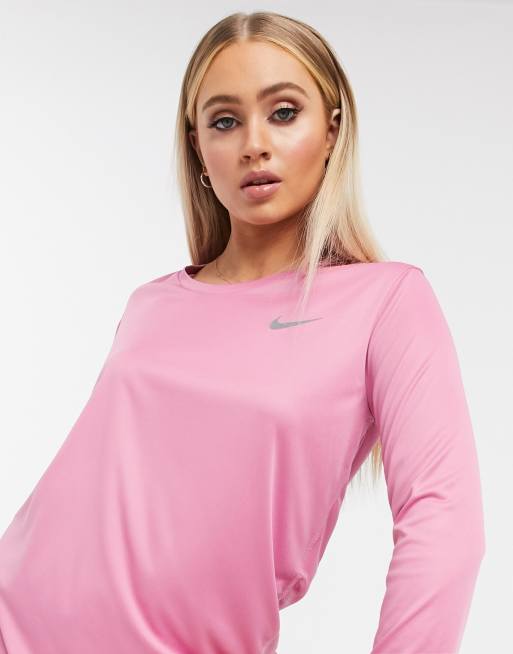 Nike pink long store sleeve running top