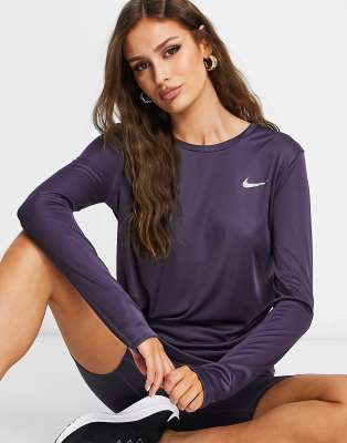 Nike Running Miler long sleeve top in 