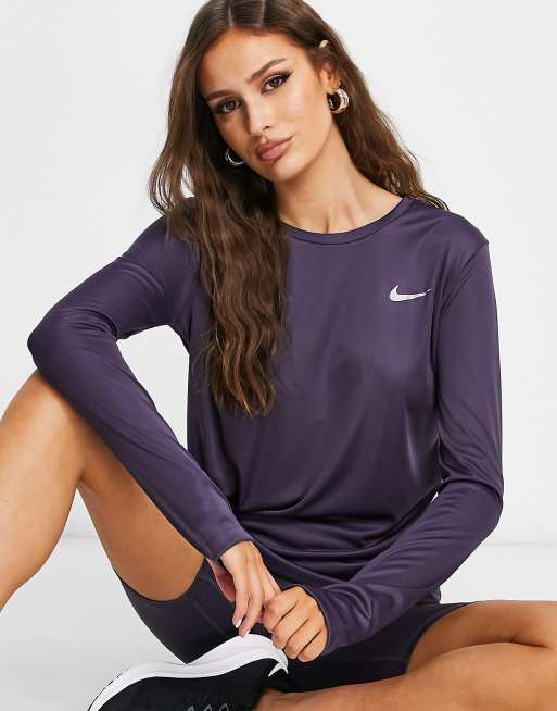 Nike running miler sales long sleeve top