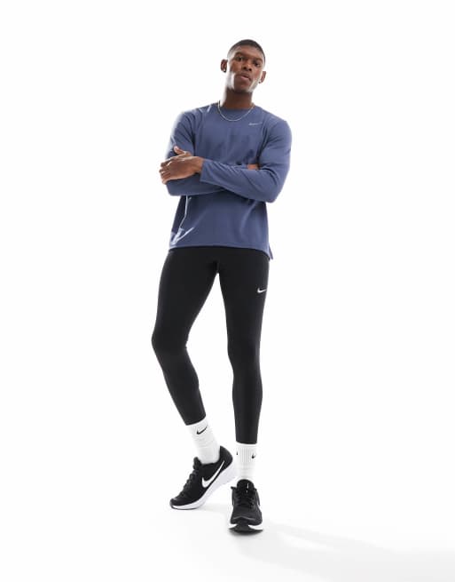 Nike Running Miler longsleeve T-shirt in dark blue, 3 of 4