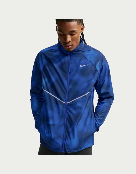 Nike Running Miler Repel veste imprimée bleue avec protection anti-UV - view 1