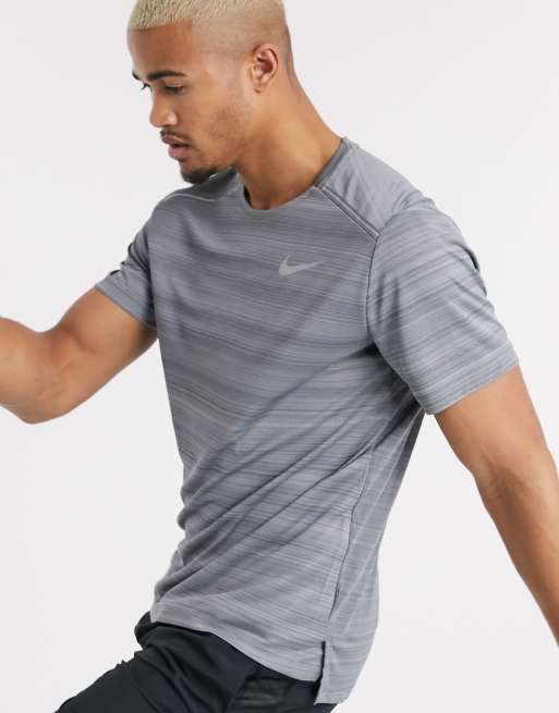 Nike Running Miler short sleeve top in gray | ASOS