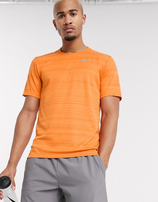 Nike Running Miler short sleeve top in orange