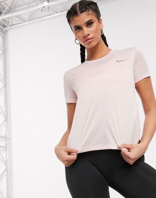 Nike Running miler short sleeve top in pink | ASOS