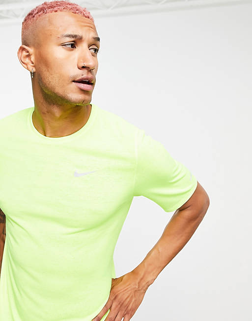Men Nike Running Miler t-shirt in bright yellow 