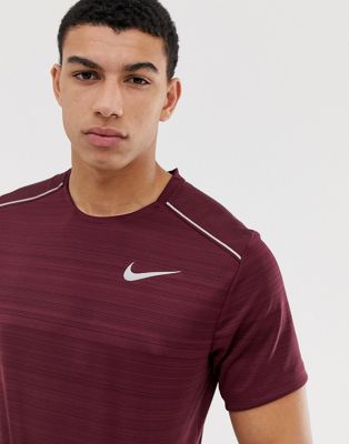 Nike Running miler t-shirt in burgundy 