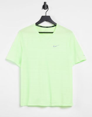 Nike Running Miler t shirt in neon green