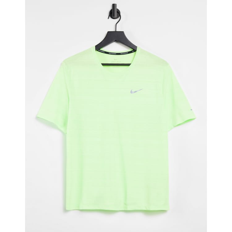 Nike Running Miler t shirt in neon green