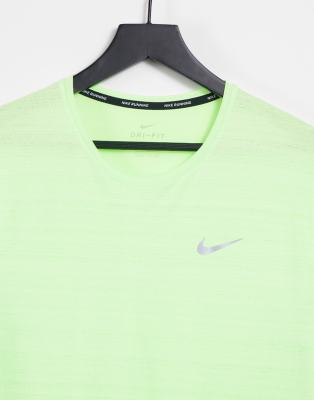 Nike Running Miler t-shirt in neon 