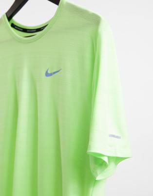 Nike Running Miler t-shirt in neon 