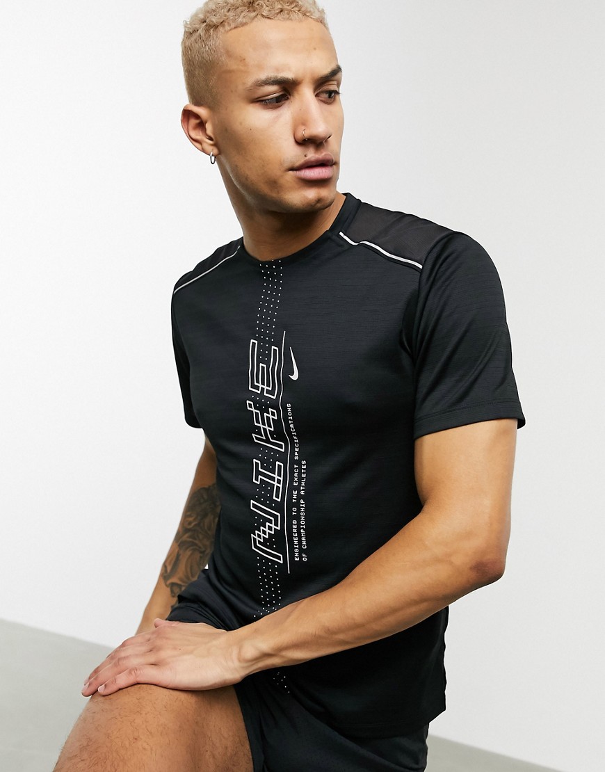 Nike Running - Miler - T-shirt nera con logo-Nero