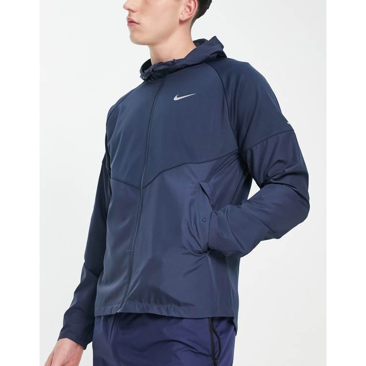 Nike Veste Running Coupe-Vent - Bleu/Bleu Foncé/Argenté