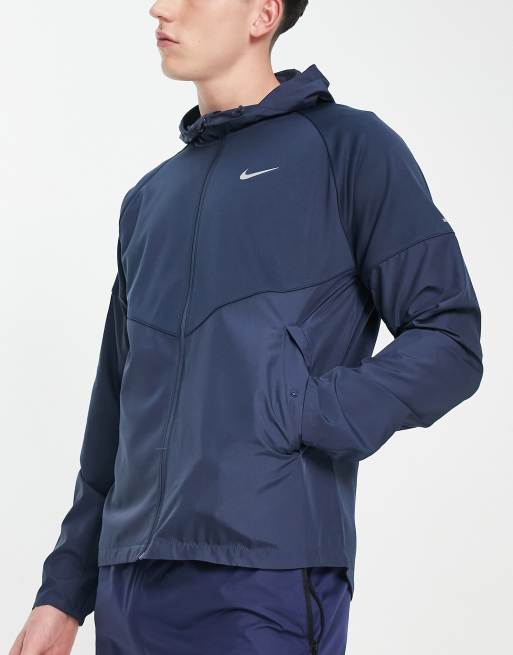 Nike Veste Running Coupe-Vent - Bleu/Bleu Foncé/Argenté