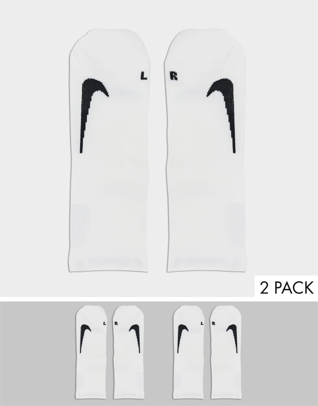 Nike Running Multiplier 2 pack ankle socks in white