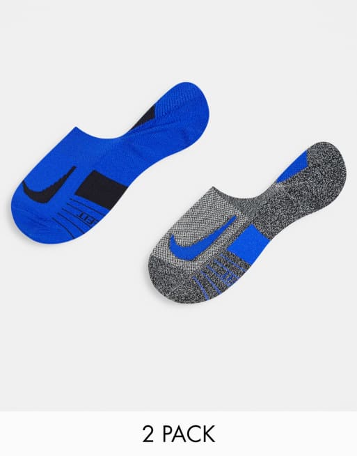 Nike Running – Multiplier – 2er-Pack Füßlinge in Grau und Blau