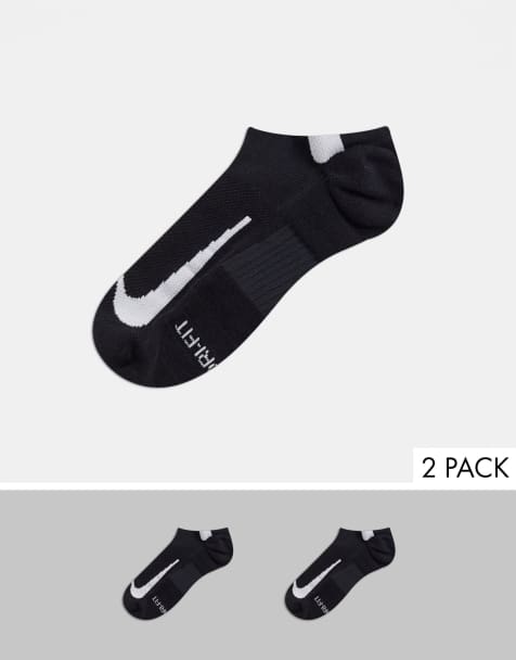 Nike Running Multiplier invisible 2 pack socks in black - view 1