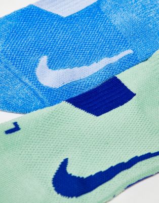 Nike Running Multiplier unisex 2 pack socks in blue