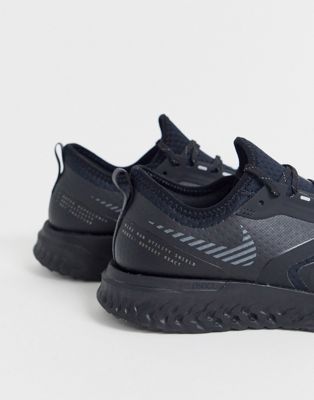 nike running odyssey react 2 shield trainers in black