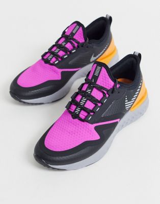 nike running odyssey react 2 shield trainers in fire pink