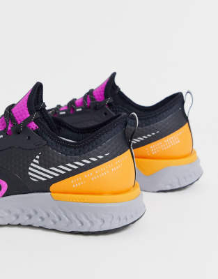 nike running odyssey react 2 shield trainers in fire pink