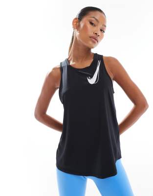 Nike Running - One Dri-FIT - Trägertop in Schwarz mit Swoosh-Logo