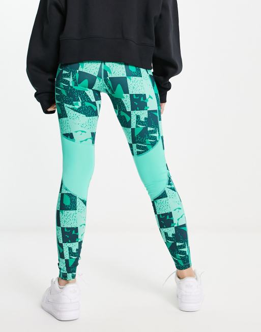 Reebok Lux Bold All Over Print Tight Green