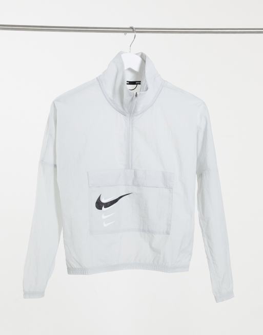 Nike Running overhead jacket with swoosh logo in gray | ASOS