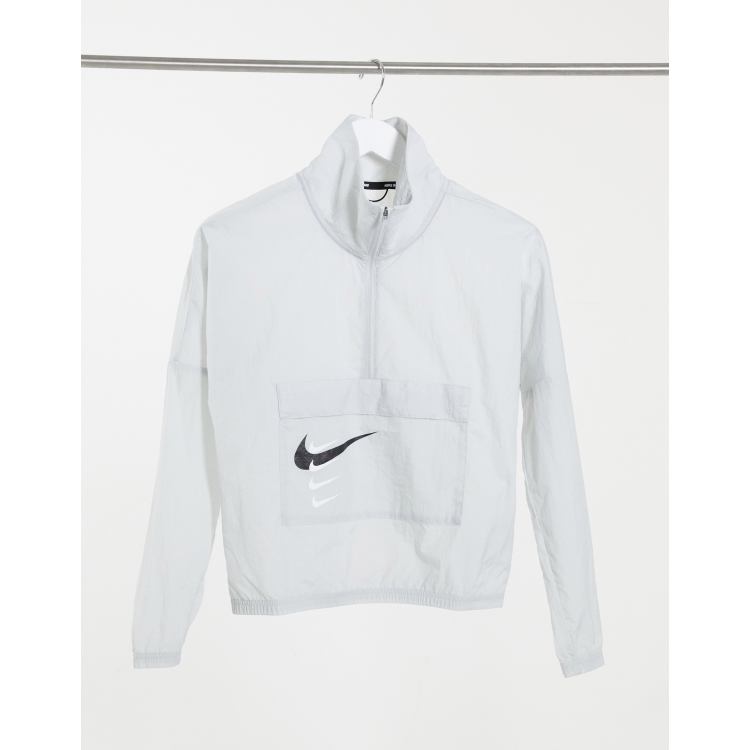 Nike running overhead jacket with swoosh logo in blac hot sale