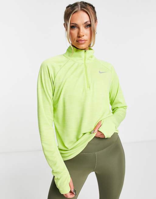 Neon yellow nike half zip clearance