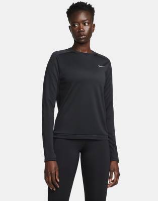 asos Nike Running Pacer crew neck long sleeve top in black