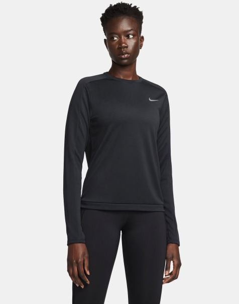 Nike Running Pacer crew neck long sleeve top in black - view 1