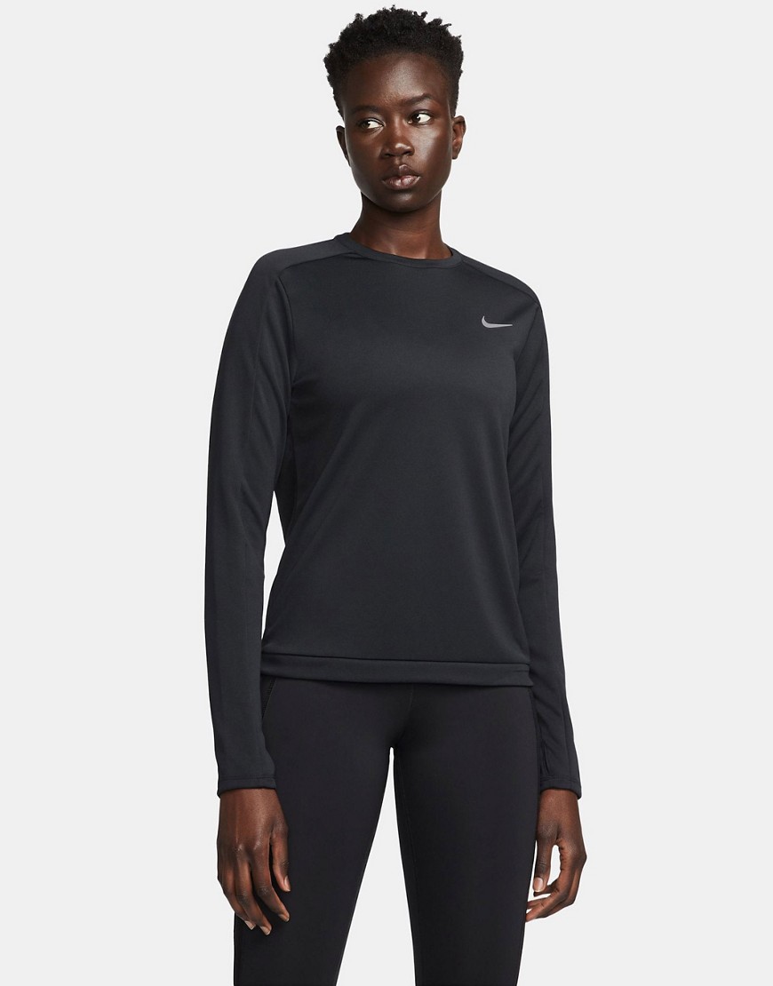 Nike Running Pacer crew neck long sleeve top in black
