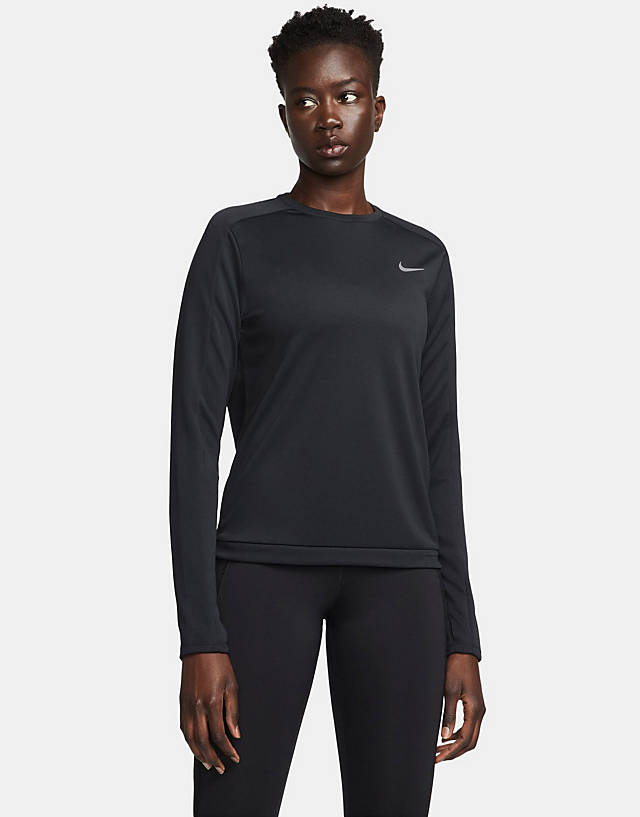 Nike Running - pacer crew neck long sleeve top in black