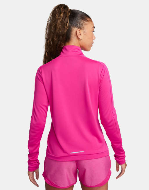 Nike Running Pacer Dri-FIT 1/4 zip long sleeve top in fierce pink