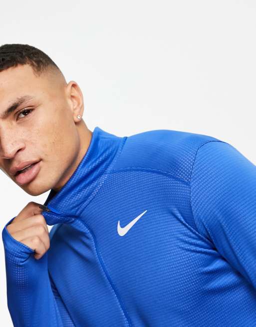 Nike Running Pacer Dri-FIT 1/4 zip top in blue