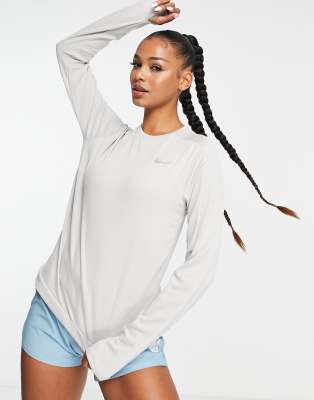 Nike Running Pacer Dri-FIT crew in light grey - ASOS Price Checker