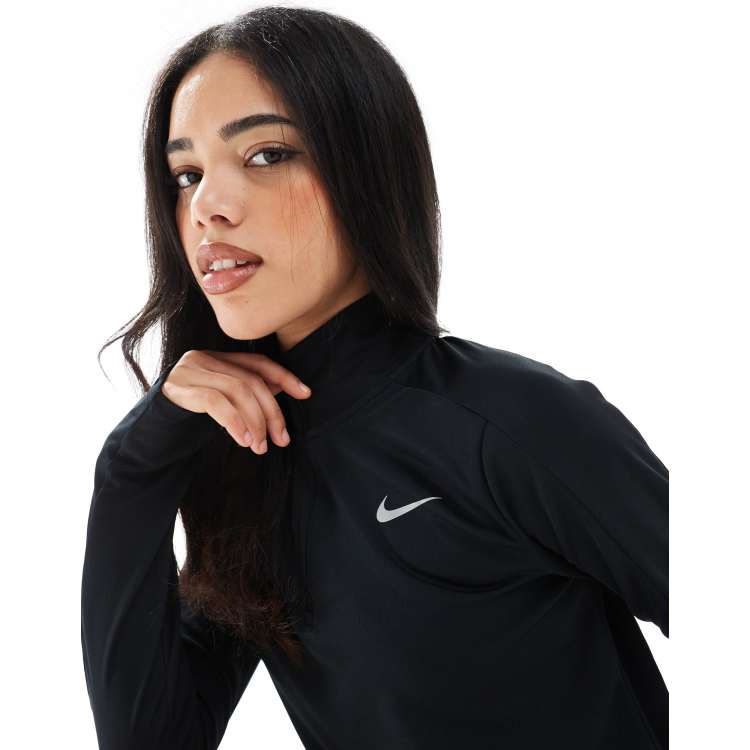 Nike half zip hot sale top women's black