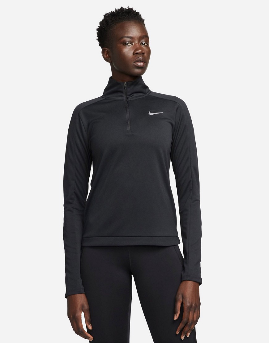 Nike Running Pacer Dri-Fit half zip long sleeve top in black