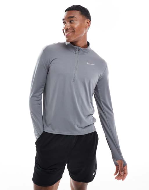 Nike Running Pacer Dri-FIT half zip long sleeve top in grey, 3 of 4