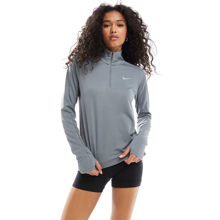 Nike Running Pacer Dri-FIT half zip long sleeve top in grey ASOS