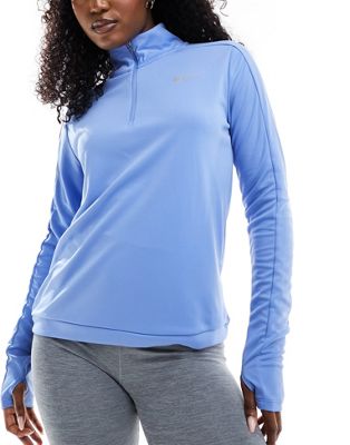 Nike Running Pacer Dri-Fit half zip long sleeve top in light blue