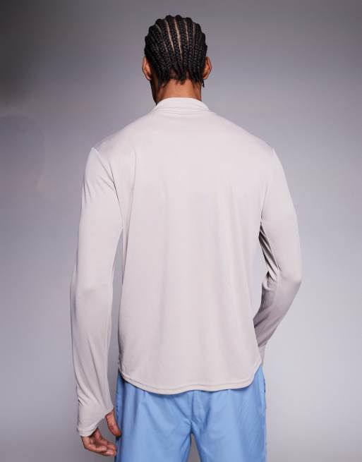 Nike Running Pacer Dri-FIT half zip long sleeve top in light grey, 3 of 5