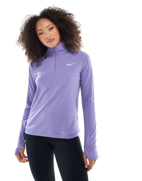 Nike Running Pacer Dri-FIT half zip long sleeved top in lilac - view 1