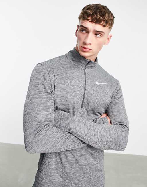 Nike dri fit half zip grey best sale