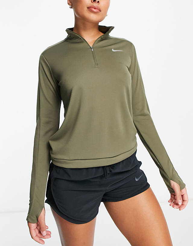 Nike Running - pacer dri-fit half zip top in khaki